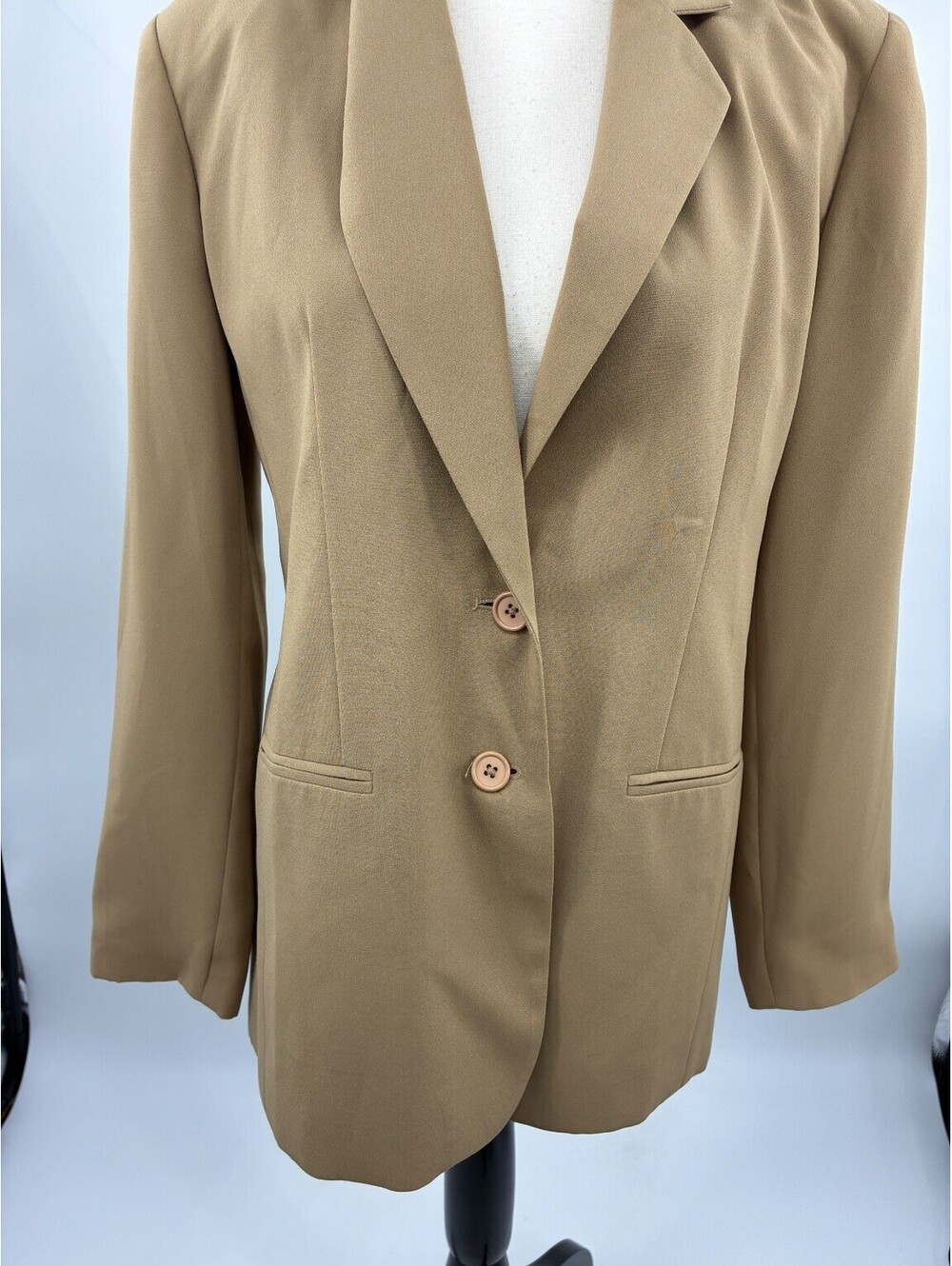 J.G. Hook Womens Size 4 Tan Brown Polyester Blazer Jacket Coat Lined Button - Picture 3 of 7